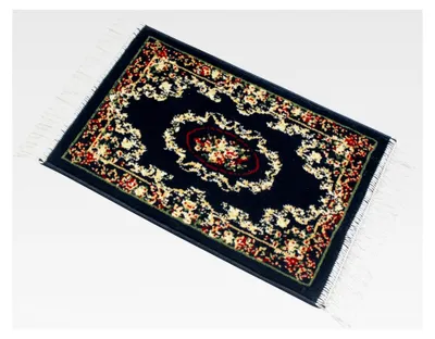 Produktbild von Perserteppich für Autos, universeller Orientteppich in Blau, klassischer orientalischer Autoteppich mit weißen Fransen 60x40cm