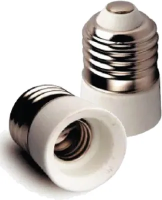 Produktbild von Lampenfassungsadapter E27 auf E14 weiß Kunststoff 220-240V 60W 2 Stück