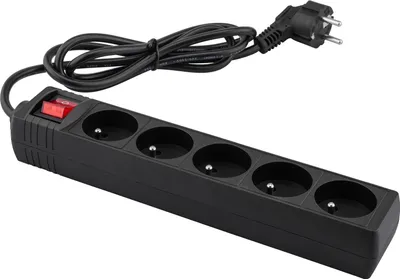 Image de Rallonge électrique - 5 prises avec mise à la terre et interrupteur Bloc multiprise 1,5 m 3x1 mm 13 A Noir