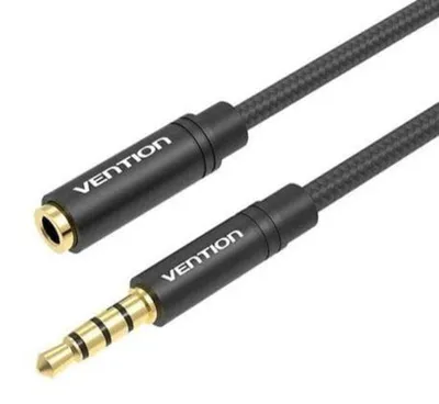 Produktbild von Audio-Verlängerungskabel Vention, 3,5-mm-Klinkenbuchse auf 3,5-mm-Klinkenstecker, 1 m, Schwarz