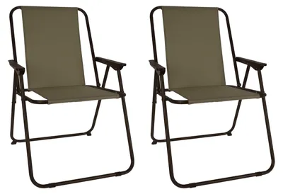 Image de 2 pièces Chaise de camping Chaise pliante Tissu Oxfort Métal