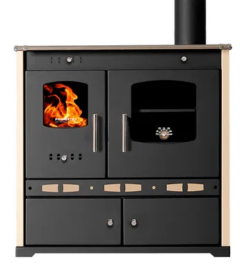 Produktbild von Holzofen P. Eco LUX Ivory - 7.38 kW Gusseisenplatte Kochherd Kaminofen
