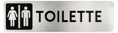 WC-Schild 50x180 mm, Aluminium, gebürstet, selbstklebend