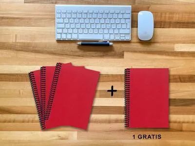 Produktbild von A 5 Notizbuch - Set, 3+1 gratis, Luxury 80 Seiten ROT JUPITER GLITTER-OPTIK, to do