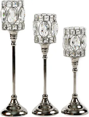 Produktbild von Kerzenständer Chalice 2-in-1 Deko Säule Ständer 3-er Set, Chalice M, Silber