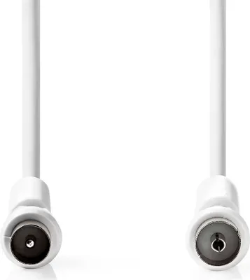 Image de Câble coaxial | IEC (Coax) mâle | IEC (Coax) femelle | Nickelé | 120 dB | 75 Ohm | Quatre blindages | 1,50 m | Rond | PVC | Blanc | Etiquette