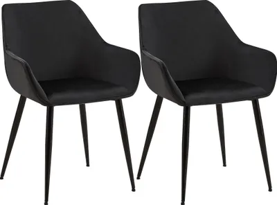 Produktbild von CLP 2er Set Esszimmerstuhl Luena mit Rückenlehne gepolstert bis 150 kg belastbar schwarz Material Samt