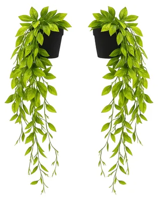 Image de Lot de 2 plantes grimpantes artificielles, résistantes aux intempéries, pour intérieur et extérieur, décoration