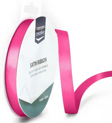 Productafbeelding van Satijnen lint roze - 9 mm x 10 meter - Decoratief cadeaulint voor bruiloft - Doop en verjaardagscadeaus