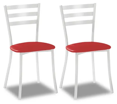 Esszimmerstuhl rot 2er-Set Metall Kunstleder 39x46x84 cm