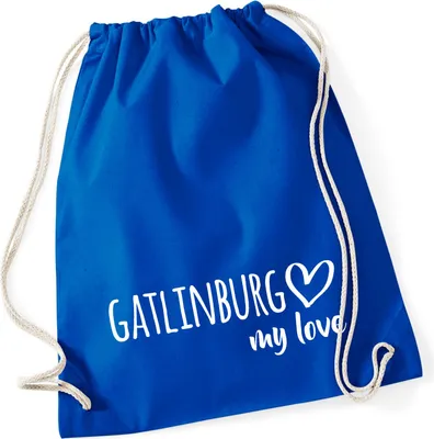 Produktbild von Huuraa Turnbeutel Gatlinburg my love 12 Liter Bright Royal Baumwolle Rucksack Geschenkidee