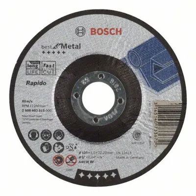 Produktbild von Bosch Trennscheibe gekröpft Best for Metal A 60 W BF, 125 mm, 1,0 m 2608603515