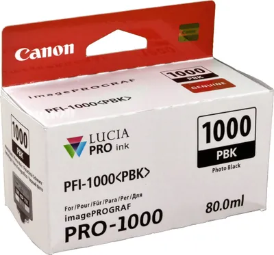 Produktbild von Canon PFI-1000PBK Tinte Foto-Schwarz, Foto schwarz, Tinte auf Farbstoffbasis, 80 ml, 2205 Seiten