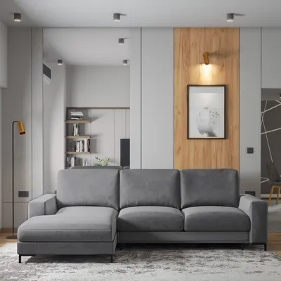 Image de Selsey Canapé-lit MOKPEO - Canapé d'angle avec revêtement en velours gris graphite - ottomane à gauche - fonction sommeil - coffre de rangement, largeur 244 cm