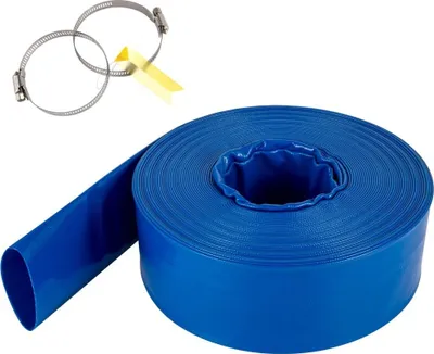 Produktbild von PVC-Rückspül-Abflussschlauch - Flacher Schlauch - 1-1/2" x 105' - Mit Klemme