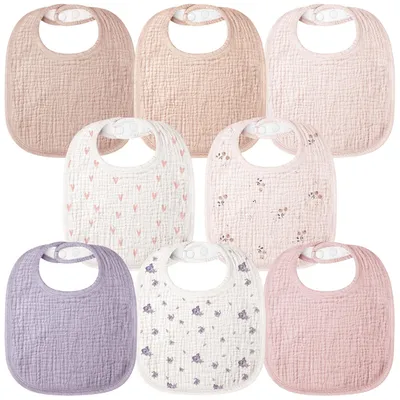 Produktbild von Babylätzchen aus 100% Baumwolle, 8 Stück, verstellbar, rosa, für Babys