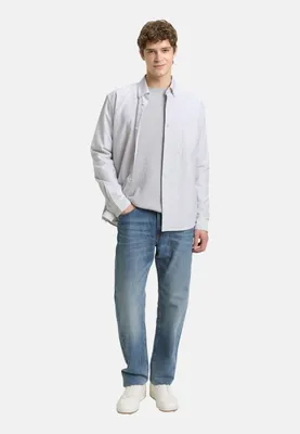 Produktbild von Tom Tailor Herren Langarmhemd einfarbig mit Button-Down-Kragen und Brusttasche