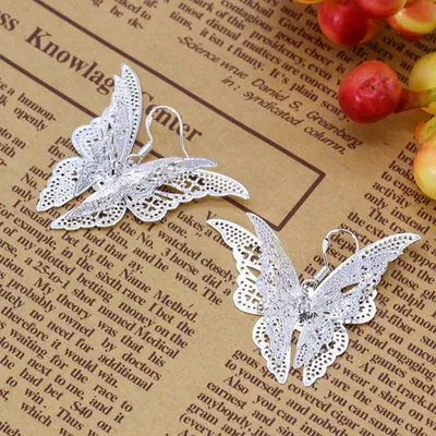 Produktbild von Mode Dame Hohl Schmetterling Charme Anhänger Baumeln Ohrringe Eardrop Schmuck Geschenk