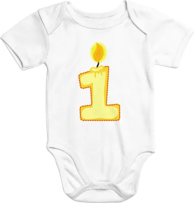 Produktbild von Kurzarm Baby-Body mit Aufdruck erster Geburtstag eins 1 Jahr Zahl Baumwolle Moonworks® weiß 6-12 Monate