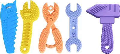 Produktbild von ASKSA Beissring Baby Beissspielzeug aus Silikon,Werkzeug Beissring Kuehlend,Zahnungshilfe BPA-frei,Spielzeug, Zubehoer und Geschenke fuer 3+ Monate Kleinkind,5 Stueck