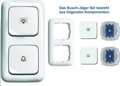 Produktbild von Busch Jäger Klingel & Lichtschalter Set beleuchtet Taster 2020 USGL alpinweiß