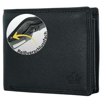 Produktbild von Herren-Geldbörse aus echtem Leder – Mit Reißverschlussfach im Scheinfach, RFID-Schutz und edlem Design von MANZA®