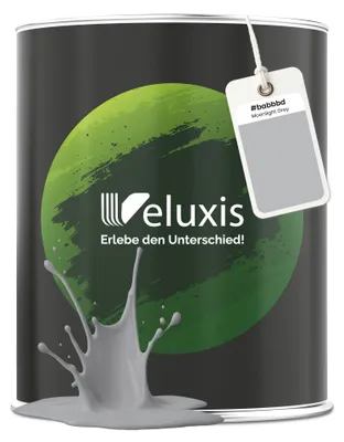 Produktbild von Wandfarbe Grau Hellgrau Anthrazit Matt Innenfarbe – Deckkraft Klasse 1, VOC-frei, Ohne Grundierung, Tropfarm – Wohnzimmer & Schlafzimmer – 1L – Veluxis (Moonlight Grey)