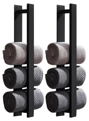 Produktbild von Wandmontierter Handtuchhalter Edelstahl Schwarz Set von 2 Selbstklebend