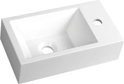 Obrázek produktu pro AMAROK umyvadlo z litého mramoru 40x22cm, pravé, bílé