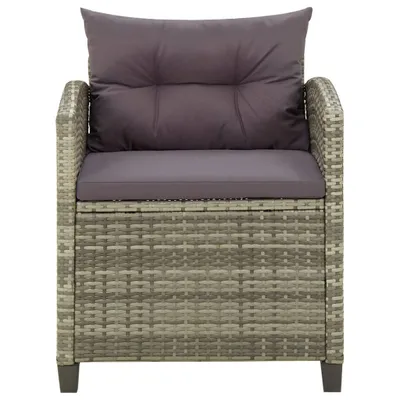 Zdjęcie produktu dla VidaXL 316872, Taras, Obite siedzisko, Technorattan, Stal, Szary, Poliester, 55 cm