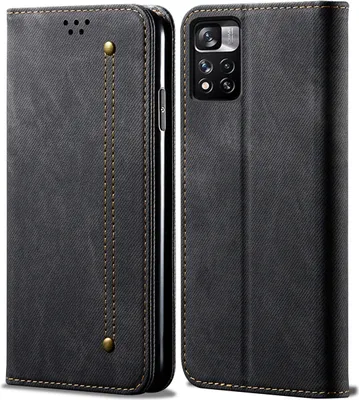 Produktbild von Redmi Note 11 Hülle, Leder Brieftasche Flip Bookstyle Schutzhülle mit Standfunktion für Xiaomi Redmi Note 11 Schwarz