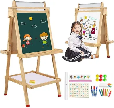 Obrázok produktu pre Obojstranná tabuľa pre deti na kreslenie s úložným priestorom