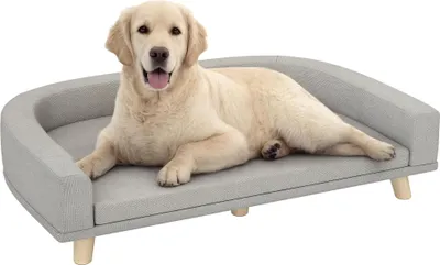 Produktbild von PawHut Hundesofa, Haustiersofa Katzensofa mit Kissen für große Hunde Grau