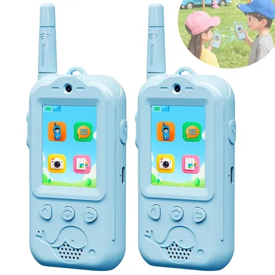 Produktbild von Walkie-Talkie für Kinder,wiederaufladbar, mit Video & Kamera,Reichweite 3-500m,4 Modi für Stimmveränderung,Geburtstagsgeschenke für Jungen und Mädchen