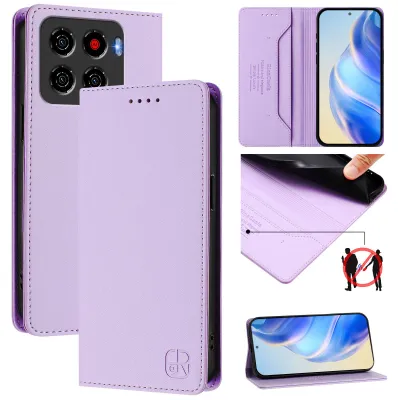 Image de Etui en cuir pour ZTE Blade A56 Pro, étui à rabat avec fentes pour cartes, portefeuille et support Violet