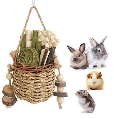 Image de Omgoods - Jouets à mâcher naturels pour rongeurs, panier en algue