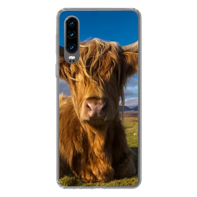 Produktbild von MuchoWow® Handyhülle Schutzhülle Hülle für Huawei P30 Schottische Highlander - Tiere - Gras Silikon Softcase Handy Hülle - Kartenbesitzer