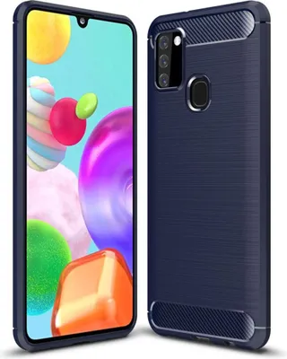 Produktbild von Schutzhülle Handyhülle für Samsung Galaxy A21s Case Cover Carbon Optik Blau