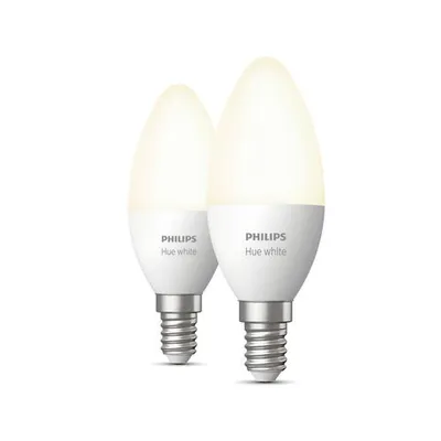 Immagine prodotto di Philips Hue White Twin Pack E14, lampadina intelligente, bianco, Bluetooth/Zigb