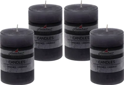 Produktbild von 4er Set Adventskranzkerzen "Raureif" Anthrazit 100/68 mm