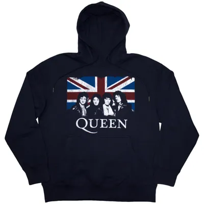 Image de Pull à capuche unie Queen : Union Jack, moyen, bleu