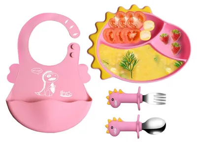 Productafbeelding van Silicone Voedingsset voor Kinderen met Dinosaurusthema