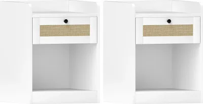 Obrázek produktu pro Noční stolek - Noční stolek do ložnice - Minimalistický moderní design - Marocký vzhled - Se zásuvkou - 40 × 40 × 53 cm - Bílá