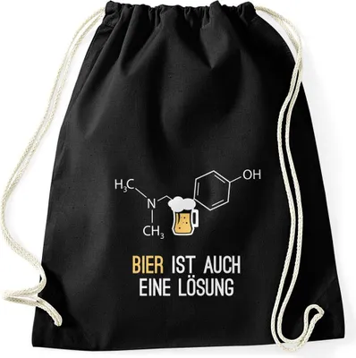 Produktbild von Turnbeutel Bier ist auch eine Lösung Moonworks® schwarz unisize