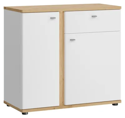 Produktbild von Sideboard Kommode AVILA 94x42x87cm Eiche Artisan Front MDF weiß Hochglanz