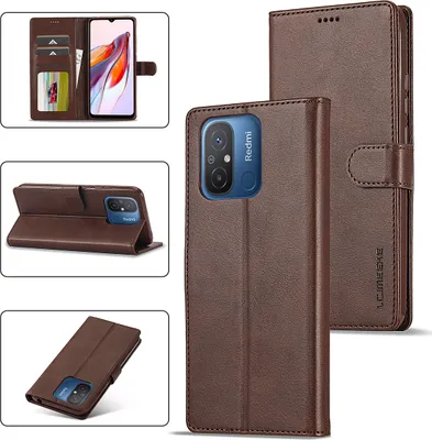 Produktbild von Redmi 12C Hülle, Klapphüllen Brieftasche Leder Magnetverschluss Ständer Schutzhülle für Xiaomi Redmi 12C Braun