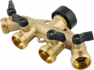 Produktbild von 4 Wege 3/4" Wasserverteiler Messing Gartenschlauch Wasserhahn Verteiler Ventil