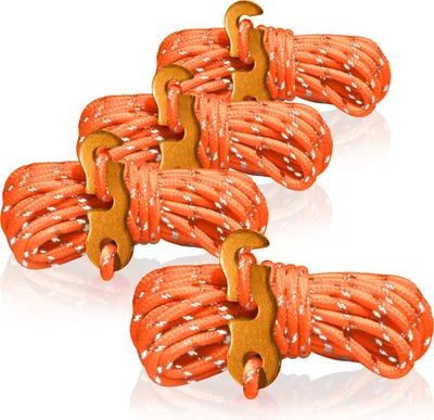 Produktbild von COM-FOUR® 4x Abspannseil je 4m für Camping reflektierend in orange - Zeltschnur mit Abspannschnalle aus Aluminium - Spannschnur - Camping Schnur - Seilspanner - Zeltleine - Sturmband