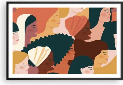 Produktbild von Gerahmtes Poster - Schwarzer Rahmen - Frauen Multikulturalismus Modern - 91,5x61 cm - Wand Bild - Wanddeko - Wandbilder - Kunstposter - Wandposter - Bilderrahmen - Bilder - Kunstdruck P2BAA91x61-4500