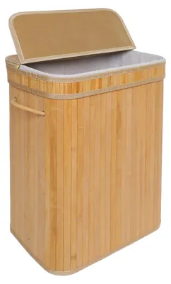 Immagine prodotto di Cesto portabiancheria Relaxdays con coperchio, in bambù, 72 l, pieghevole, A x L x P: 60 x 40 x 30 cm, cesto da bagno, colore naturale